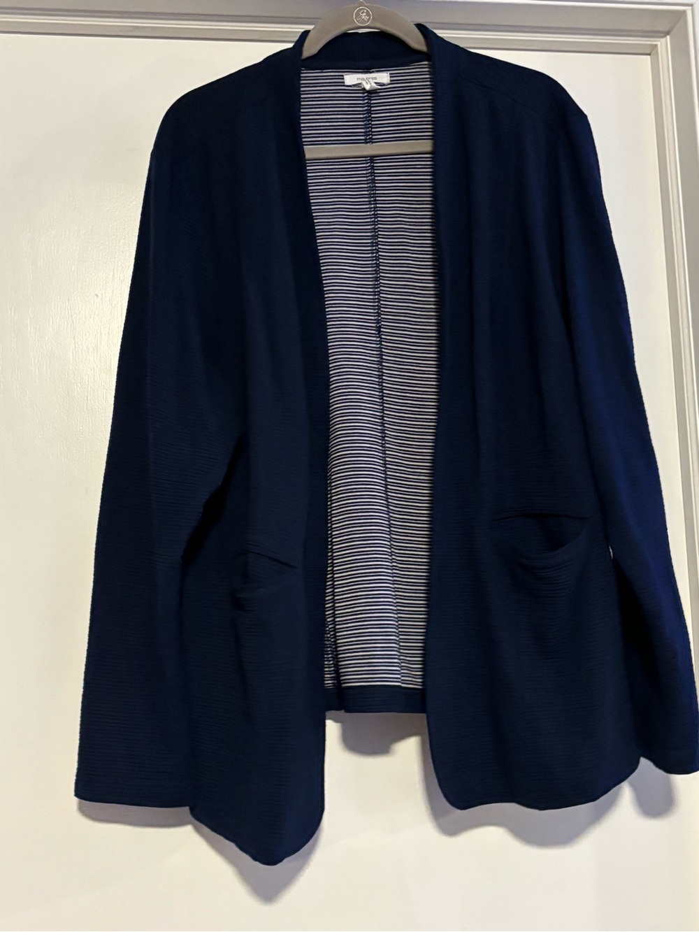 ⭐️Maurices Navy Open-Front Cardigan with Striped Lining